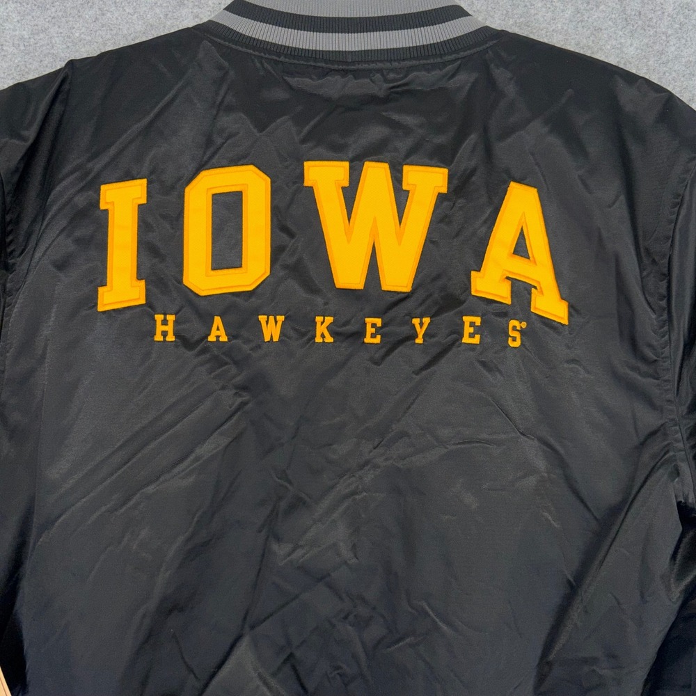Rivalry Threads Iowa Hawkeyes Bomber Jacket Mens Medium Black Full Zip Quilted